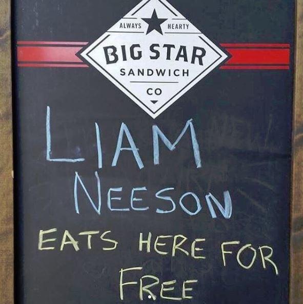 liam neeson eats here for free